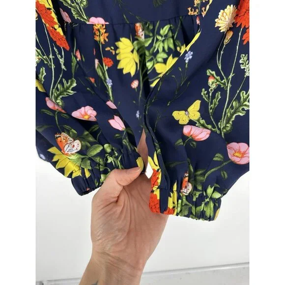 Pomander Place Floral Navy Blouse - Picture 5 of 7